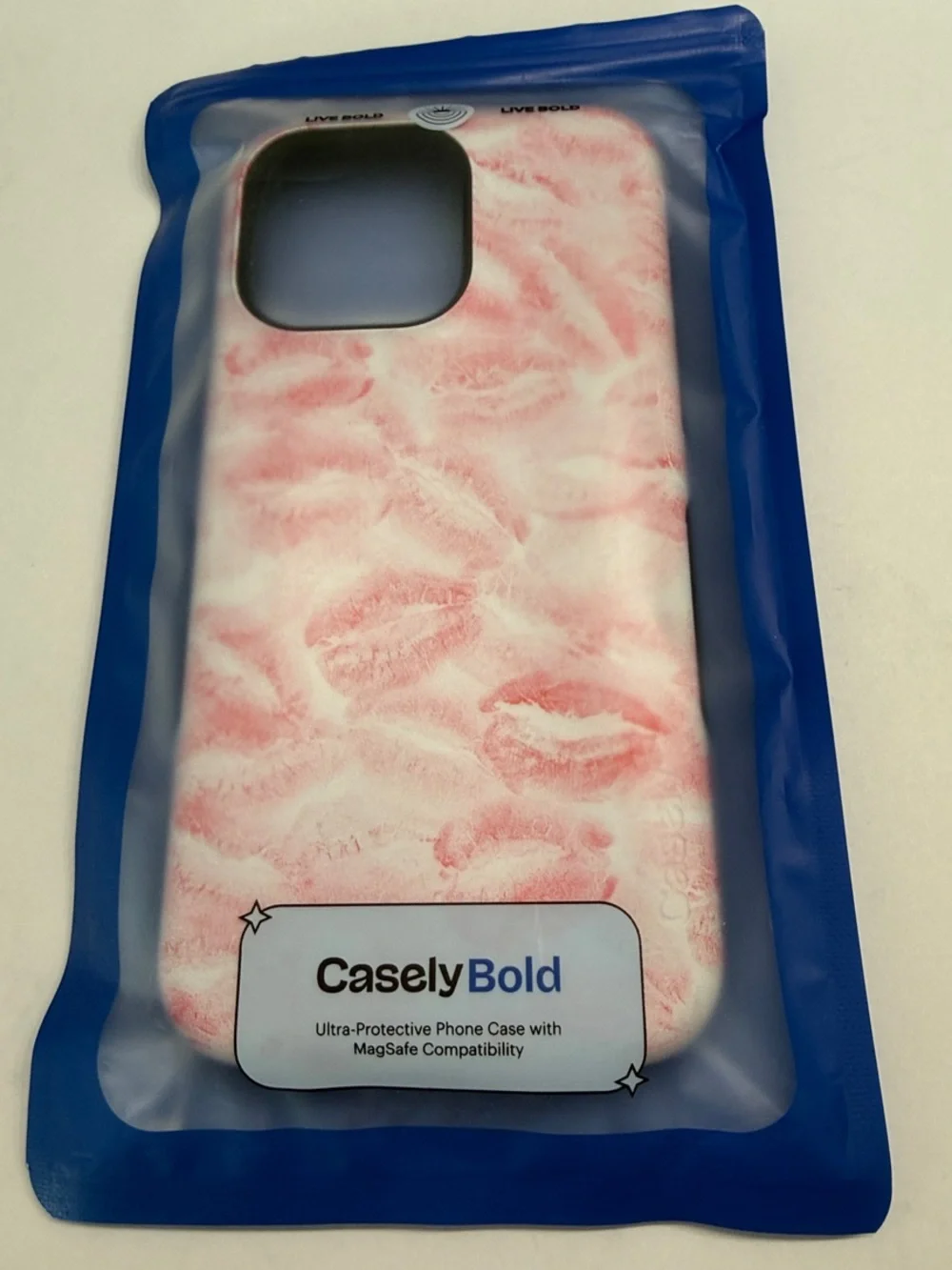 Casely Bold Pink Kiss-Print MagSafe Phone Case - 15 Pro Max